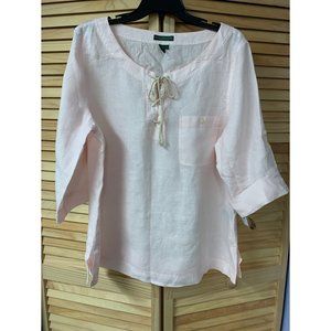 Lauren Pale Pink Linen Top Blouse XL